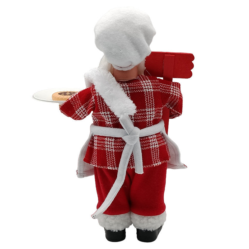 In Stock Direct Supply Standing Chef Santa Claus Christmas Party Scene Decoration Ornaments