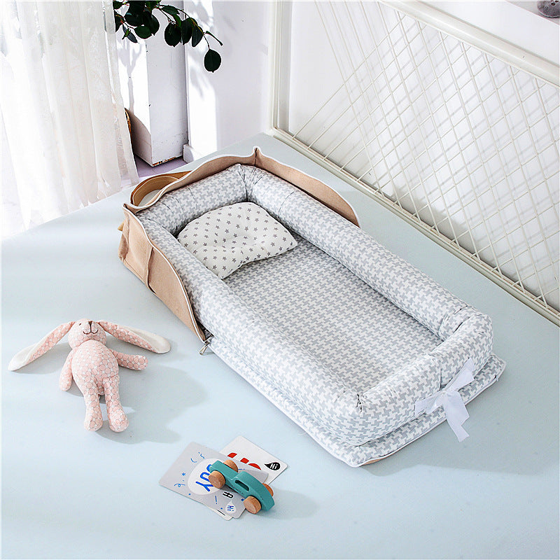 Portable Foldable Cotton Baby Bed – Travel Bassinet with Carry Bag