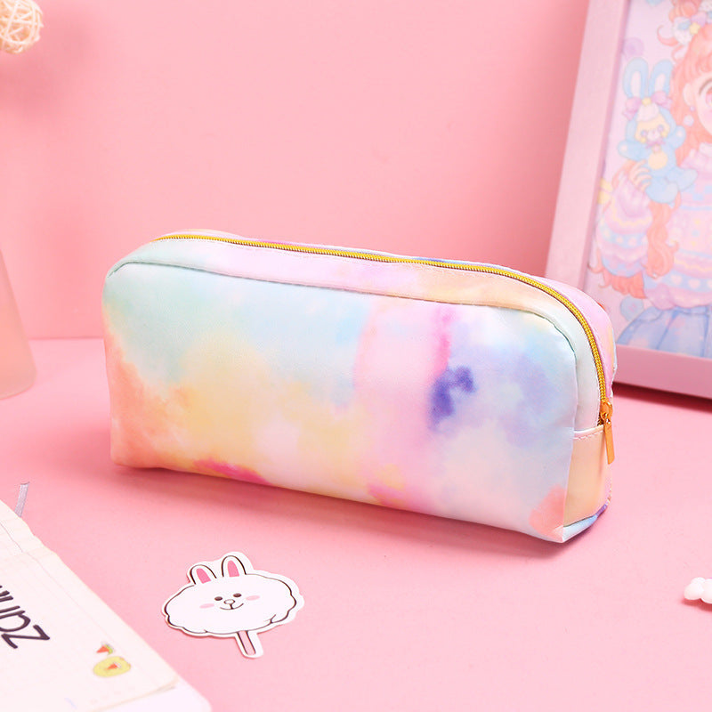 Slim Unisex PU Pencil Case Colorful Stationery Bag Modern