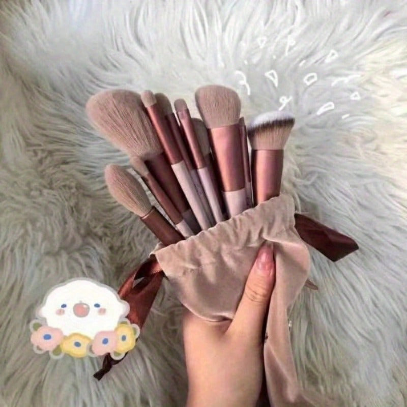 Professional Makeup Brush Set – 13pcs Soft Fluffy Foundation, Powder, Eyeshadow, Kabuki, Sponge & Beginner Kit