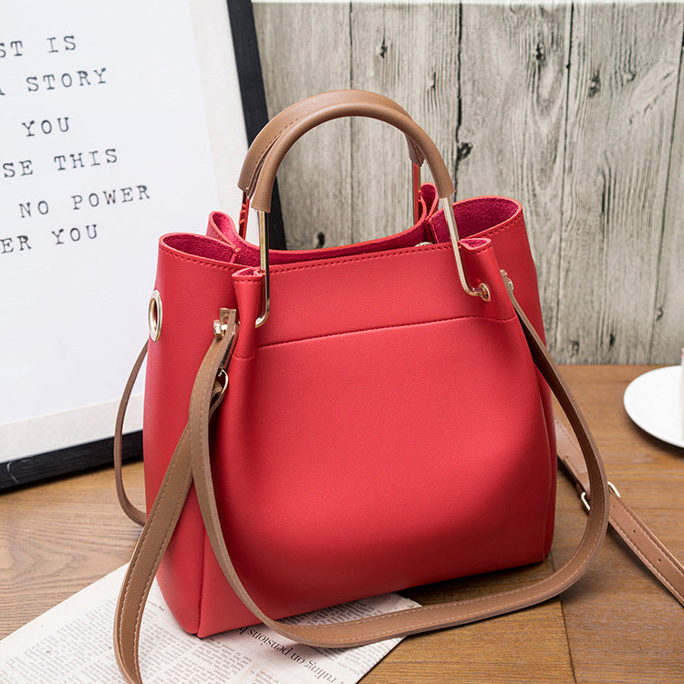 Women Handbag Large Capacity Casual Tote Bag Lady Messenger Shoulder Bag Solid Color Bucket Bag