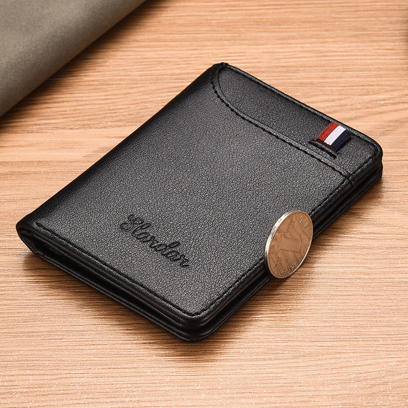Unisex Slim PU Leather Vertical Driver License Wallet