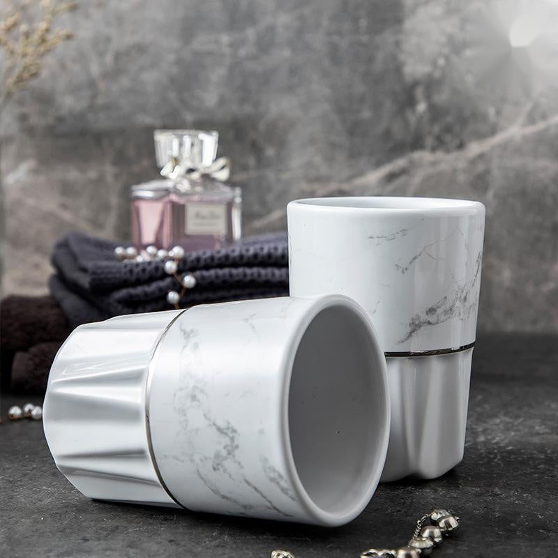 Simple Style Marble Ceramic Bathroom Set – Elegant Bath Accessories