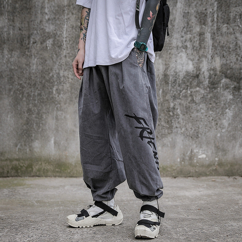 Men’s Korean Hip-Hop Harlan Pants – Loose Fit Drawstring Trousers