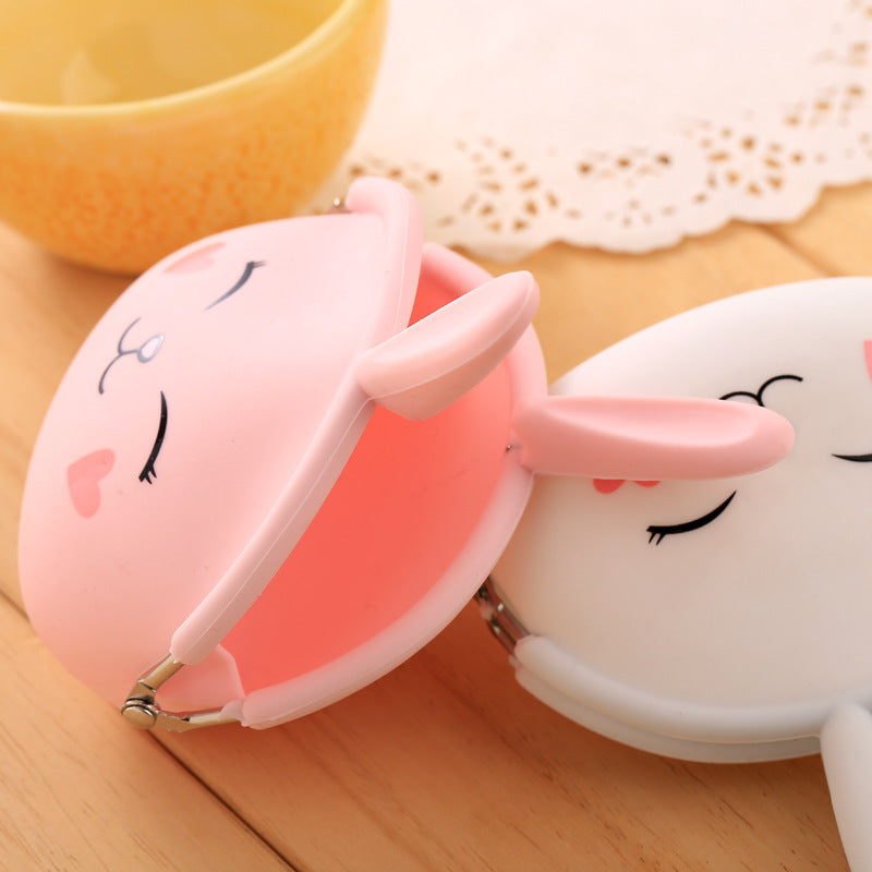 Korean Cartoon Silica Gel Rabbit Zero Purse – Candy Color Key & Coin Bag