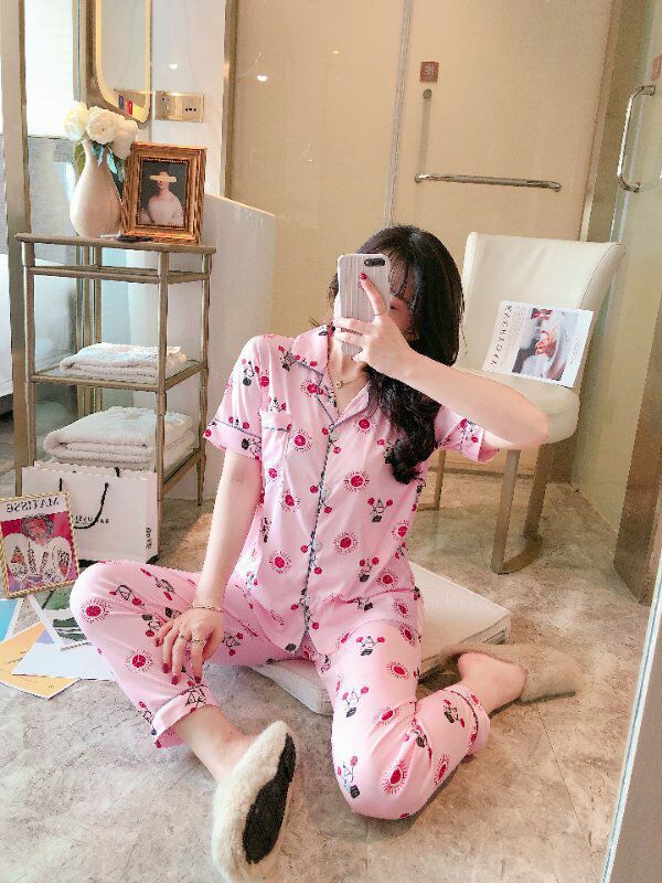 Unisex Lapel Suit Pajamas Milk Silk Regular Fit Lounge Set