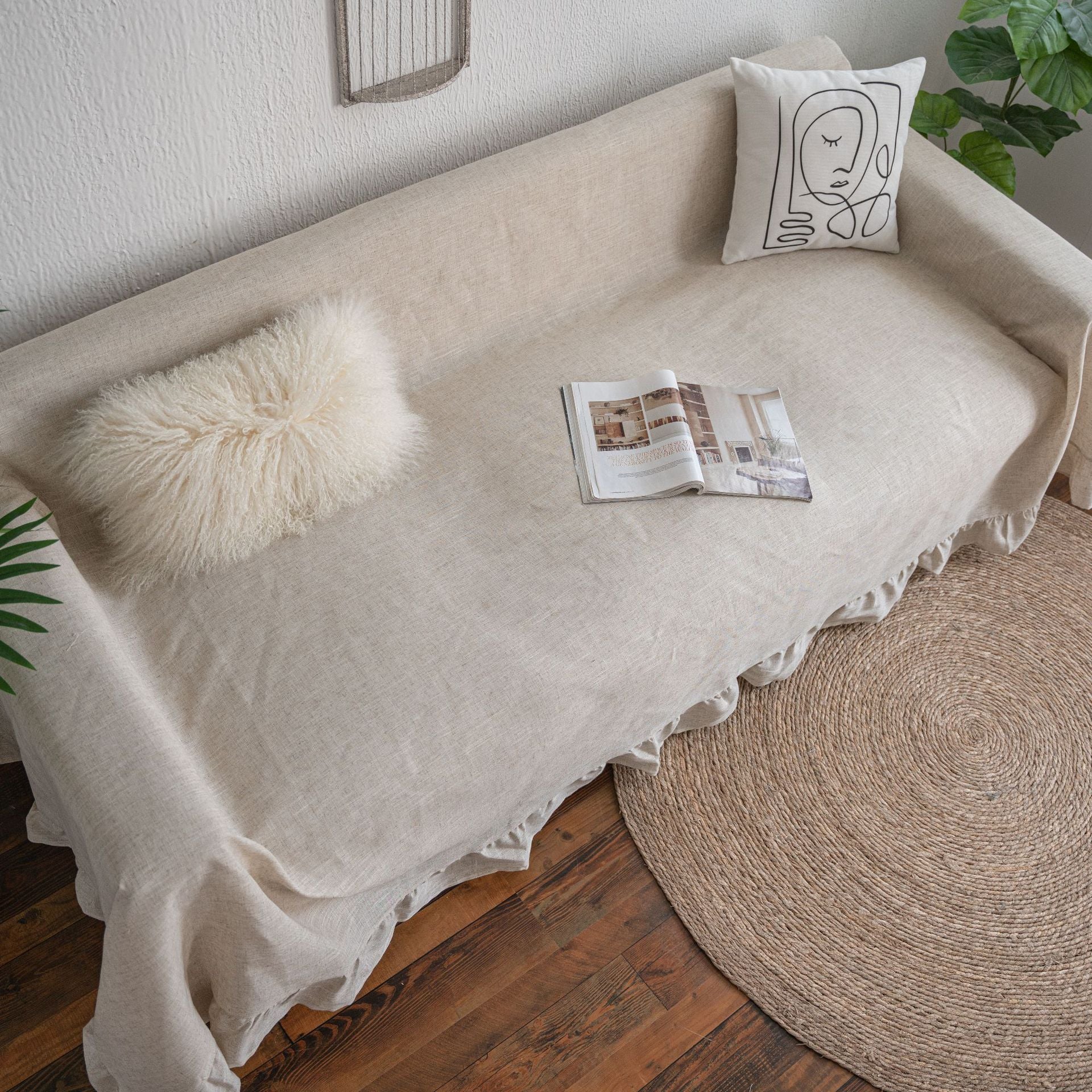 Sofa Towel Plain Pastoral Ruffled Multi-functional Cover Towel Retro