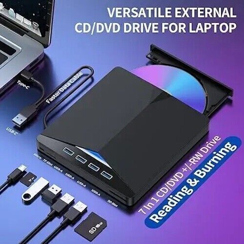 7-in-1 External USB 3.0 DVD/CD RW Writer & Reader – Laptop & PC