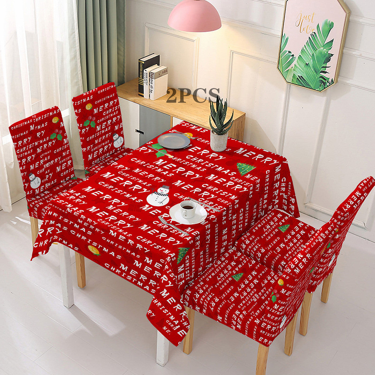 Christmas Printed Chair Cover Festive Decoration Elastic One-piece Absorbent Tablecloth