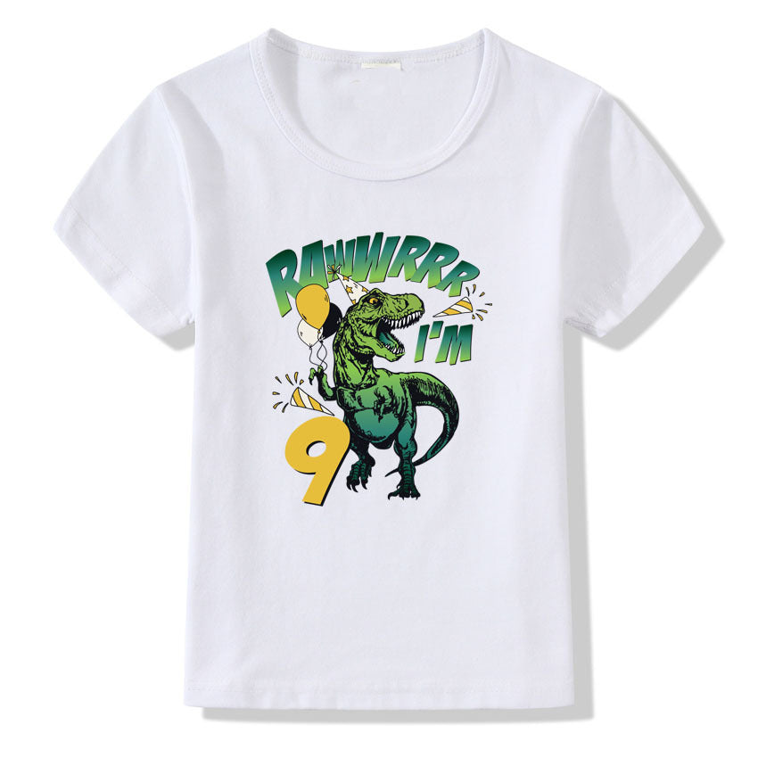 Kids Casual Polyester Regular Fit Birthday Number Tee