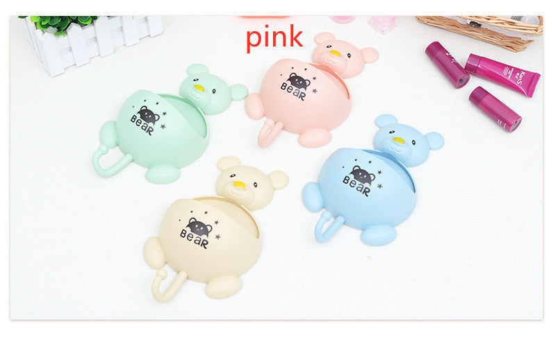 Bear Toothbrush Holder with Wall-Mounted Soap Dish – Cute Bathroom Organizer