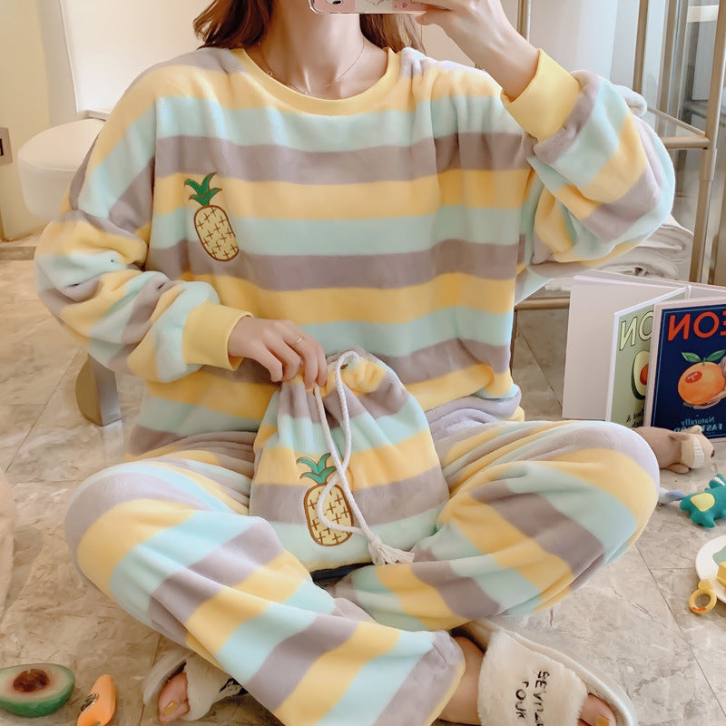Women's Cartoon Suit Style Thick Fleece Loungewear Relaxed