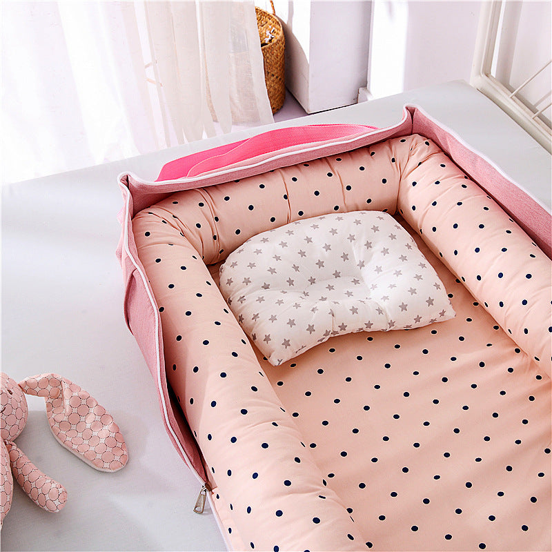 Portable Foldable Cotton Baby Bed – Travel Bassinet with Carry Bag