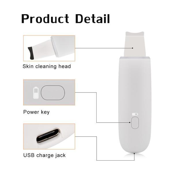 Ultrasonic Skin Scrubber Facial Cleaner for Deep Cleansing and Exfoliation