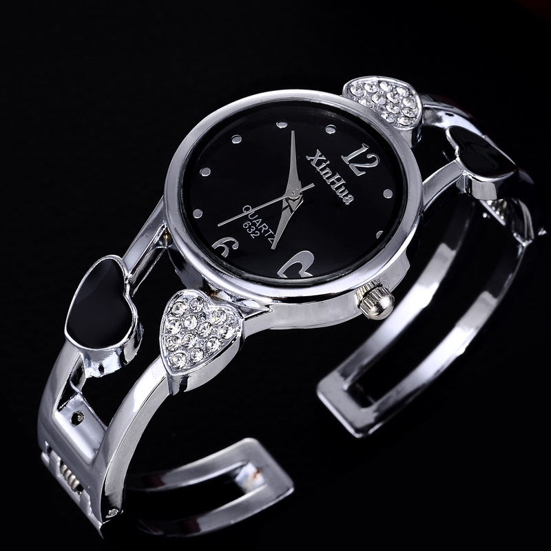 Elegant Diamond-Set British Ladies' Watch Set with Rose Gold and Alloy Bracelets