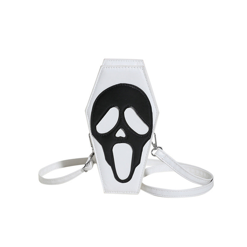 Halloween Coffin-Shaped Shoulder Bag – Gothic Spider Web Crossbody Messenger Purse