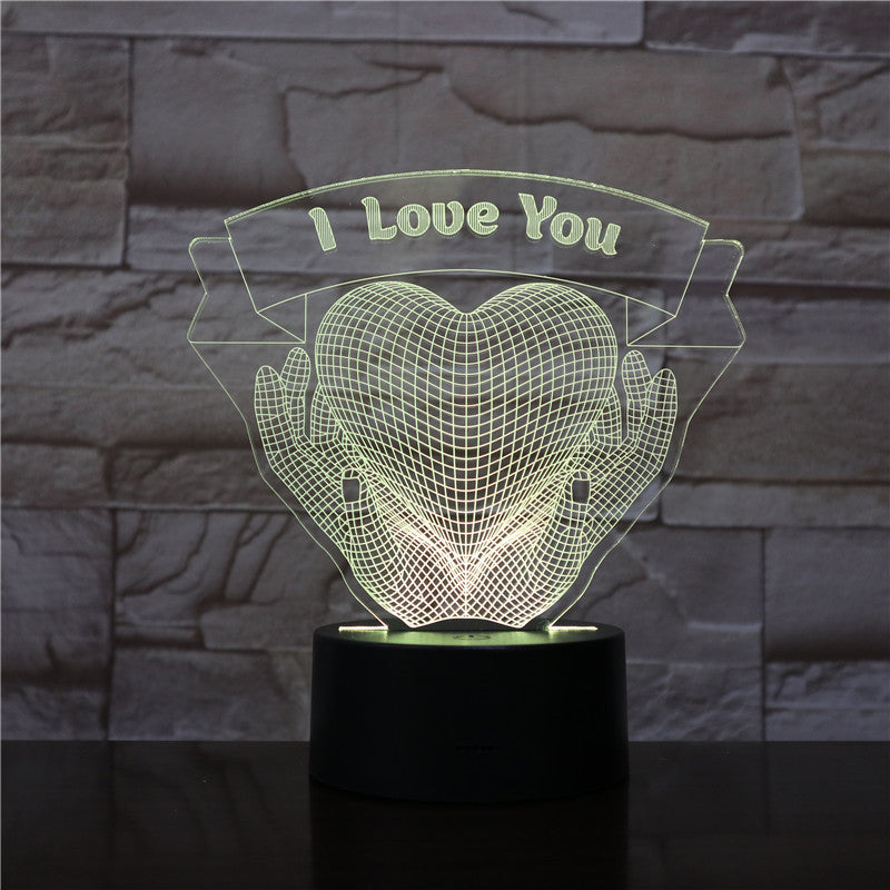 Romantic 3D Hands Holding Love LED Night Light