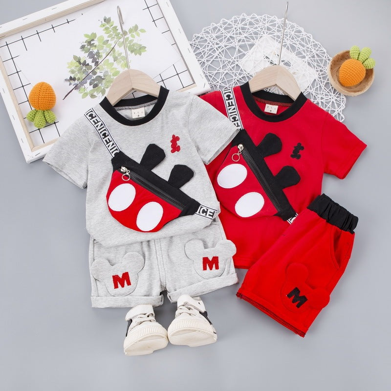 Two Piece Unisex Kids Short Sleeve Brushed Cotton Set