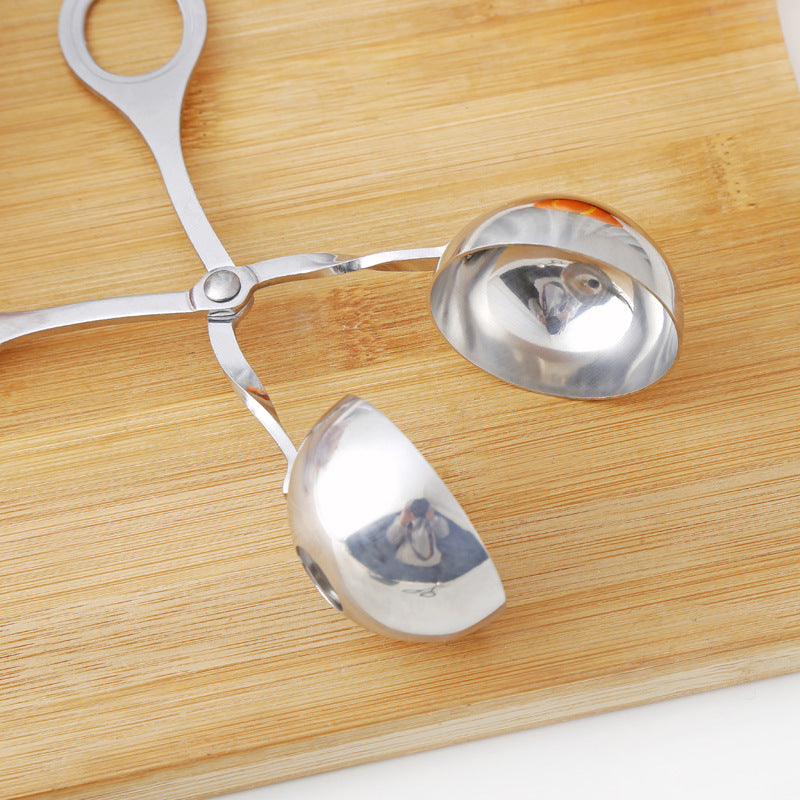 Stainless Steel Meatball Maker Tool – Fish, Meat & Rice Ball Mold with Clip Tongs