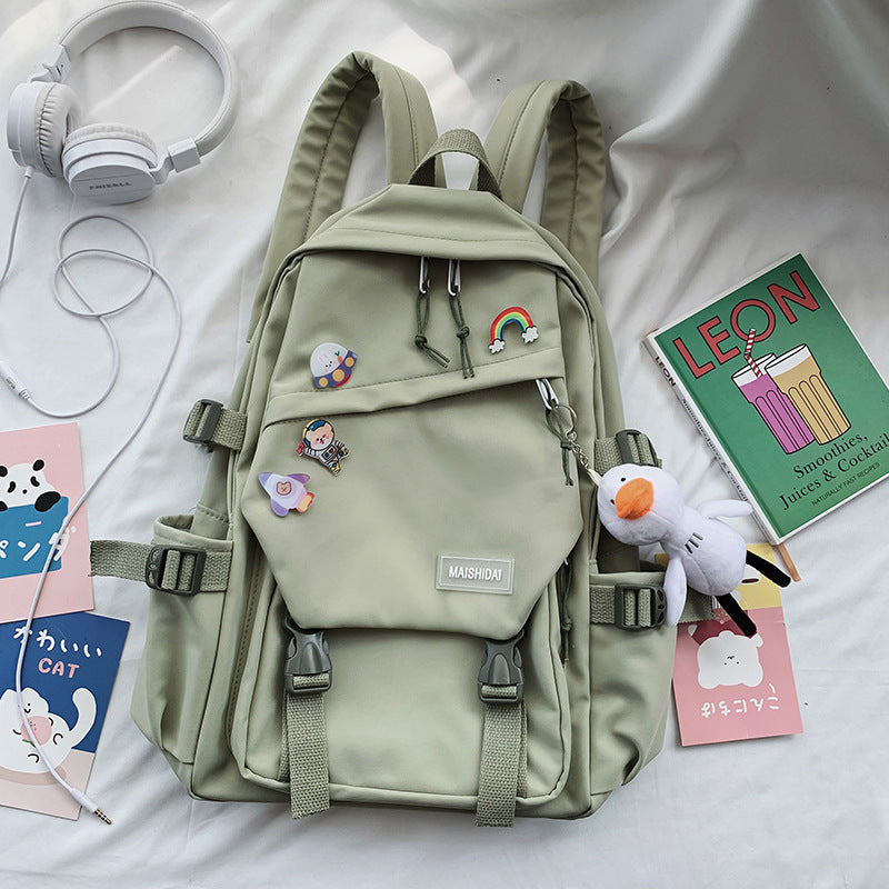 Women's Nylon Casual Campus Backpack Plain Shoulder Bag