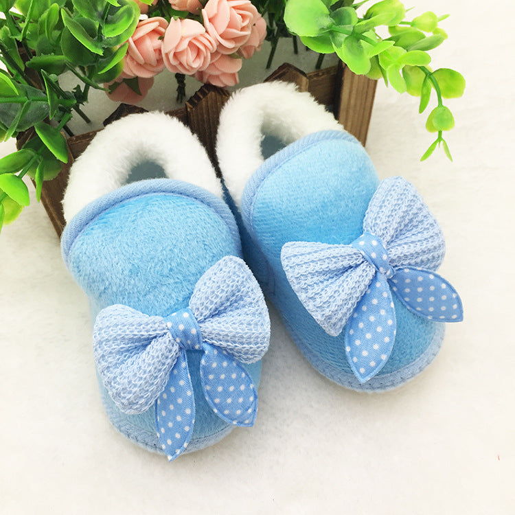 Bowknot Baby Girl Toddler Plus Velvet Padded Cotton Shoes
