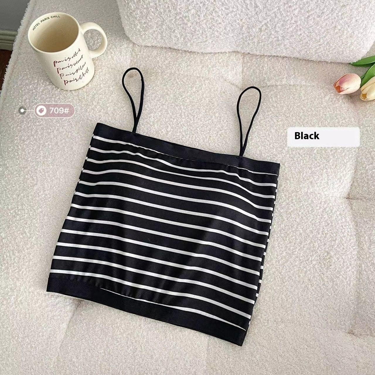 Summer Stripes Camisole Chest Pad Hot Girl Base Ride