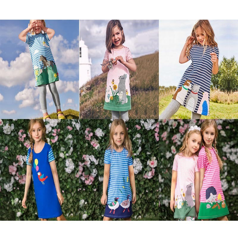 Girls' Skirt Cartoon Printed Cotton Dress