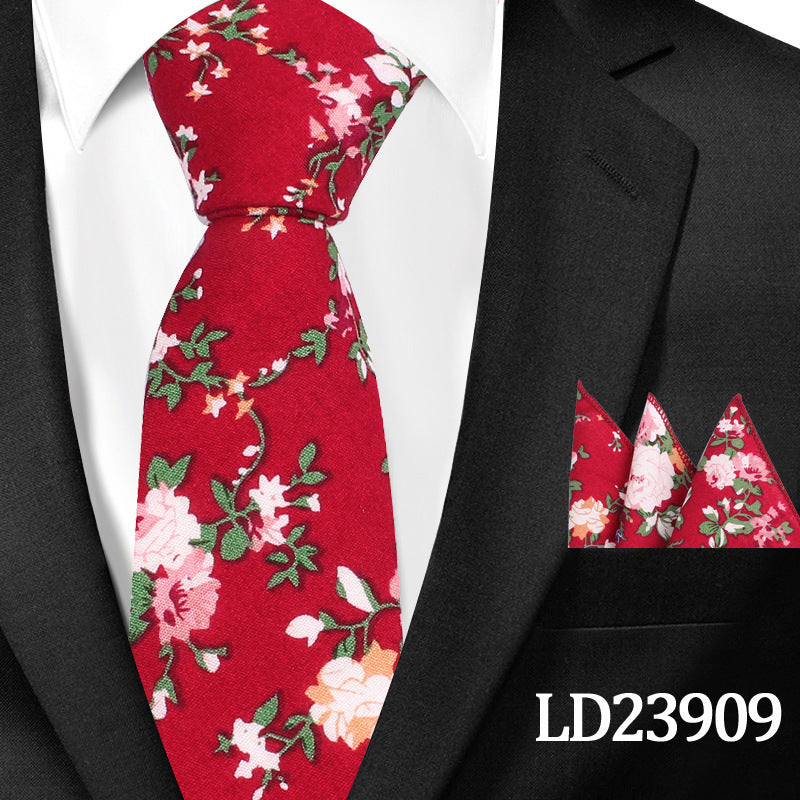 Cotton Arrow Bow Tie with Matching Pocket Towel