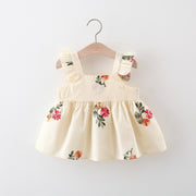 Full Body Embroidered Flowers Flounced Sleeve Cotton Dress