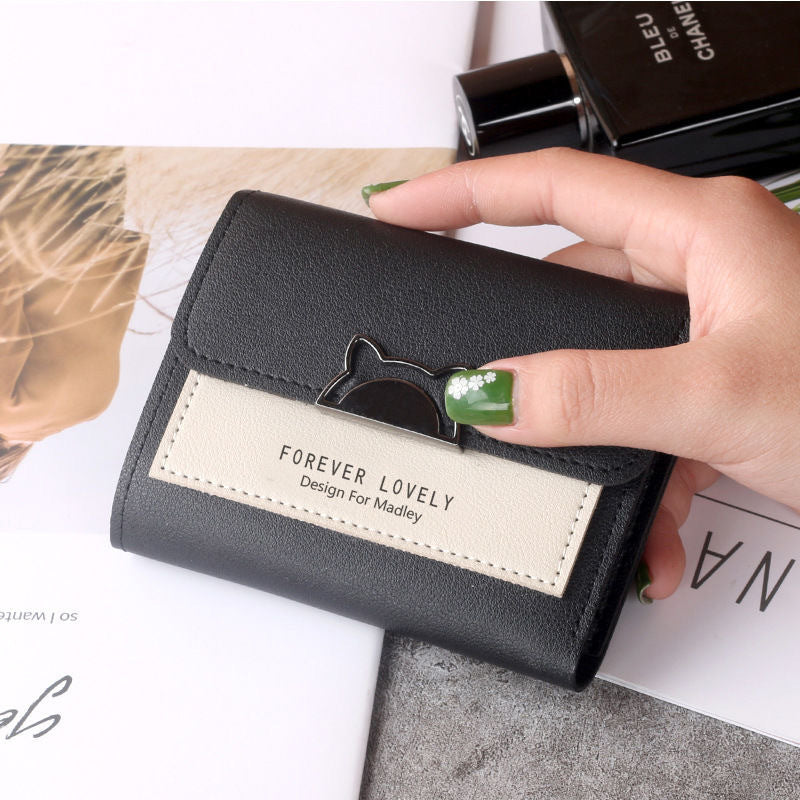 Small Purse Female Short Style Folding Personality Student Mini Money Clip
