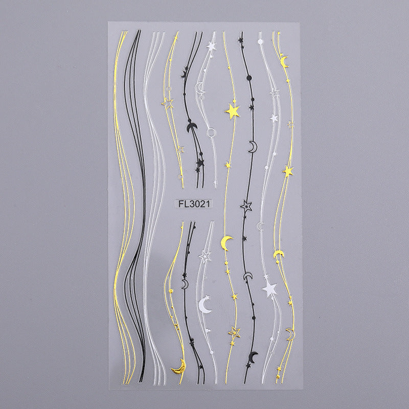 Nail Art 3d Hot Stamping Line Sticker Stripe Wave Adhesive Sticker