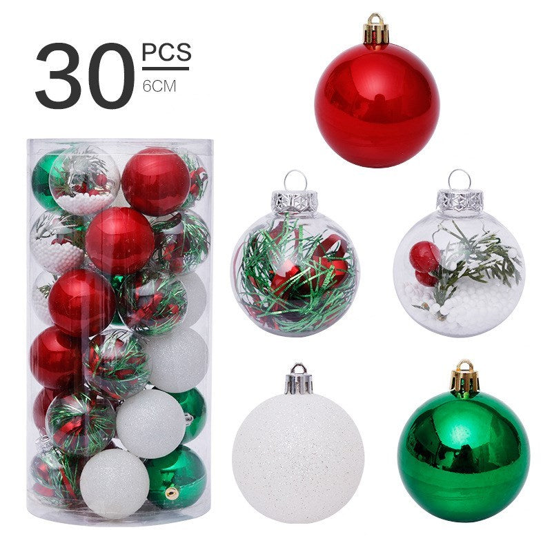 6cm Transparent Christmas Ball Ornaments Set of 30