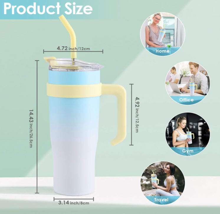 Ochapa 40oz Insulated Tumbler with Handle & Straw