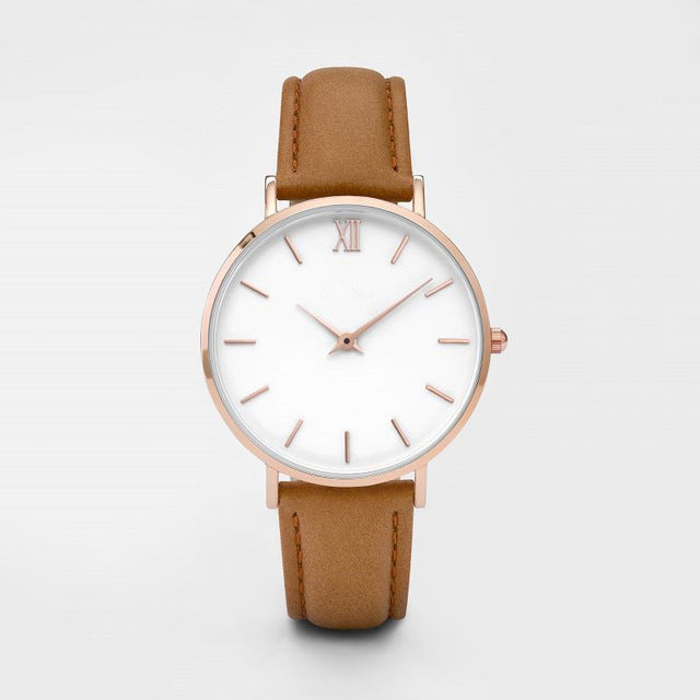Elegant Frosty Round Dial Women's Quartz Watch with Textile Strap