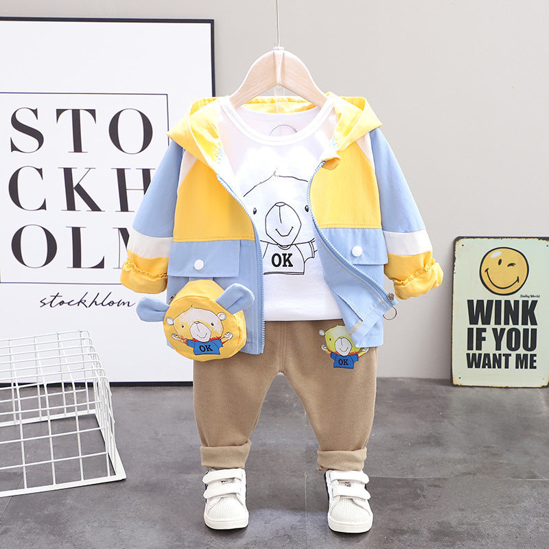 Boys' Autumn Hooded Cartoon Jacket Suit