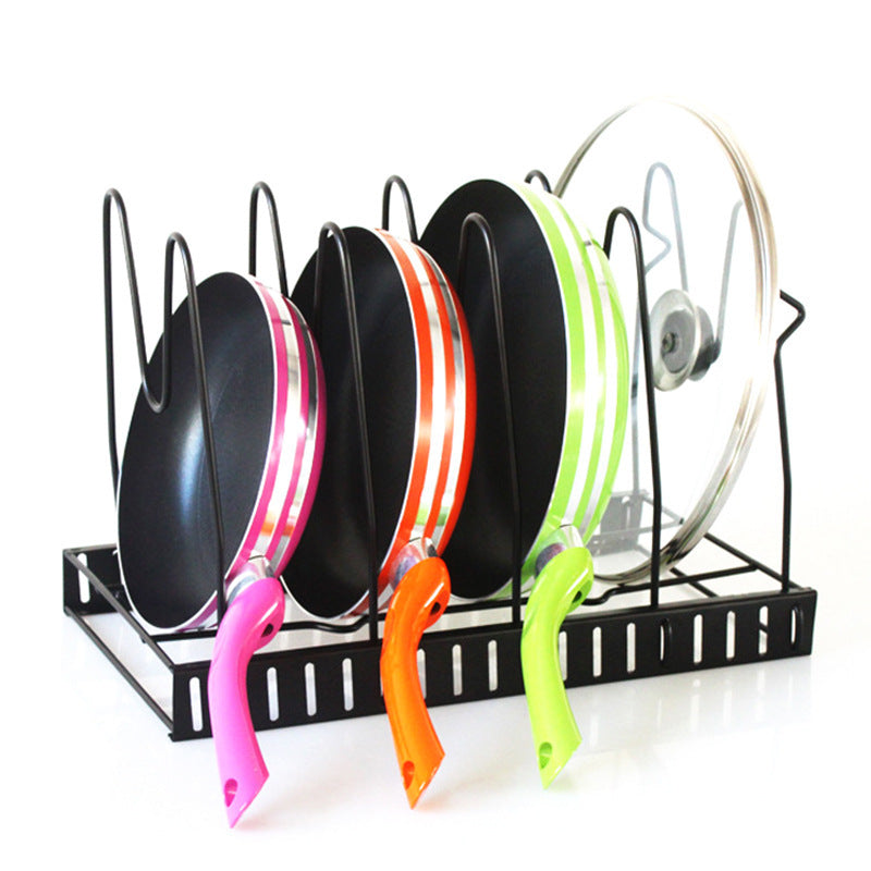 Adjustable Multi-Layer Metal Pot Rack – Space-Saving Pan Organizer for Kitchen Storage