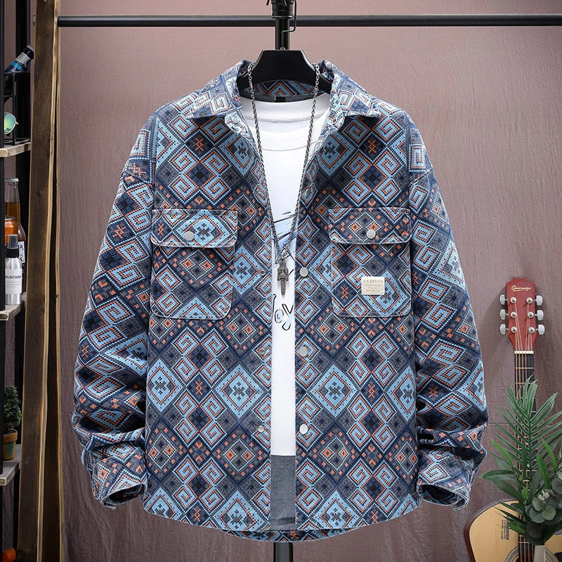 Teenagers Loose Printed Long-sleeved Shirt