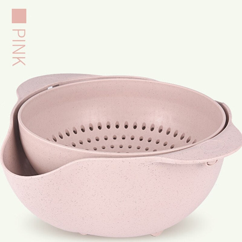 Kitchen Laundry Organizer Thickening Home Kitchen Plastic Rice Fruit Washing Basket