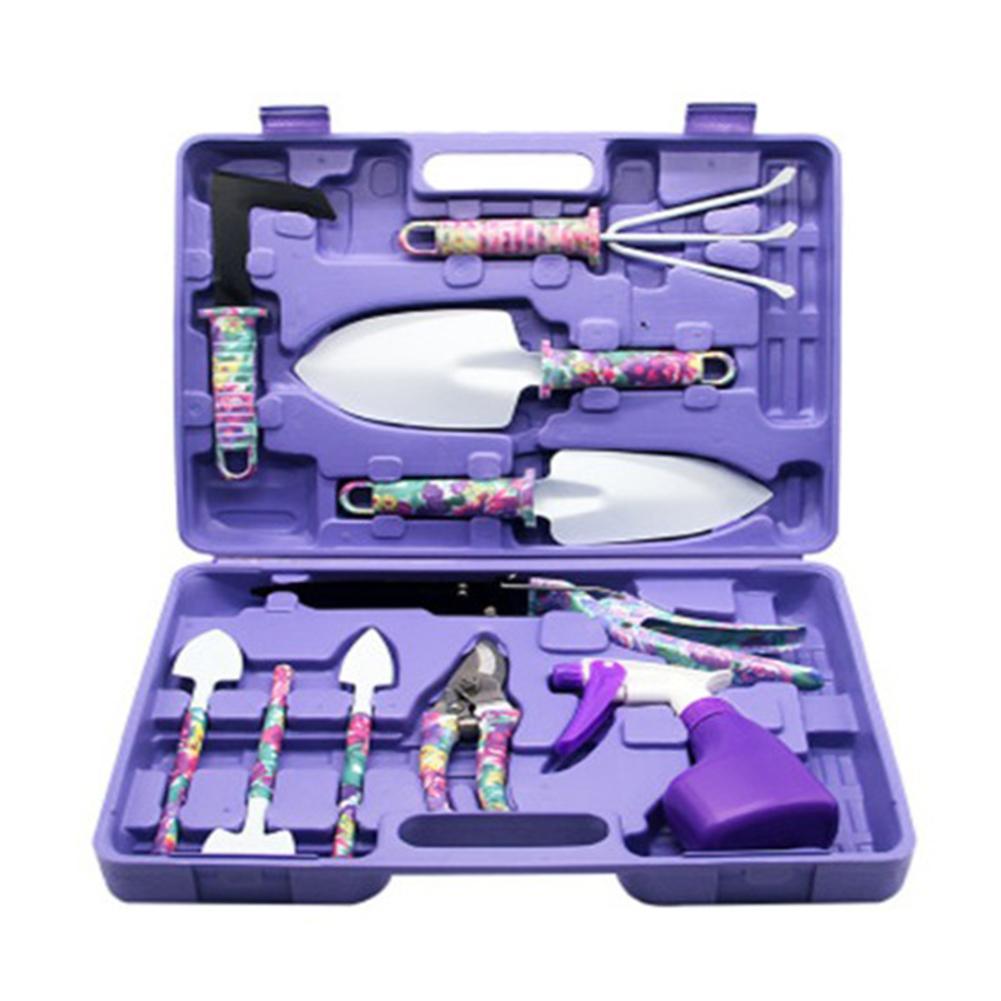 10-Piece Rust-Proof Sandblasting Gardening Tool Set with Environmental Plastic Handles – Purple