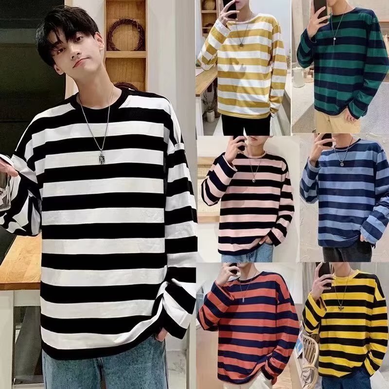 Unisex Striped Polyester T Shirt Relaxed Fit Casual