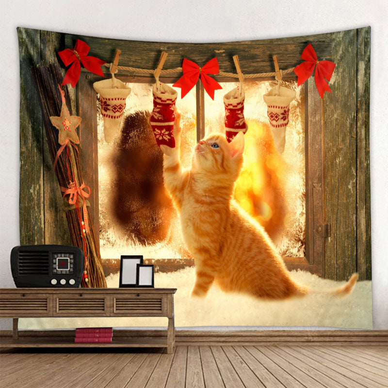 Christmas Tapestry Wall Cloth Fireplace Background Decoration