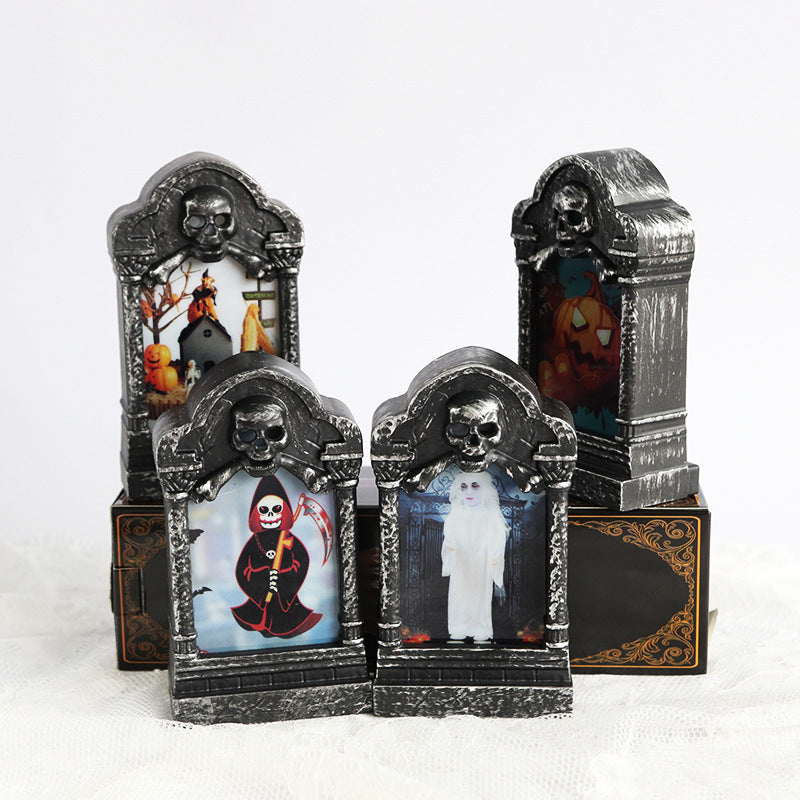 LED Skull Candle Lamp – Resin Halloween and Christmas Decoration Light with Batteries Included