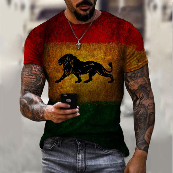 Men's Sports Round Neck Slim Youth Printed T-shirt
