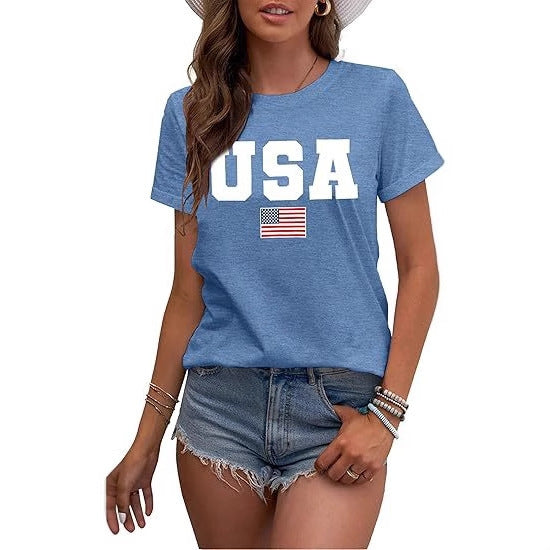 3D Digital Printing American Flag Women T-shirt