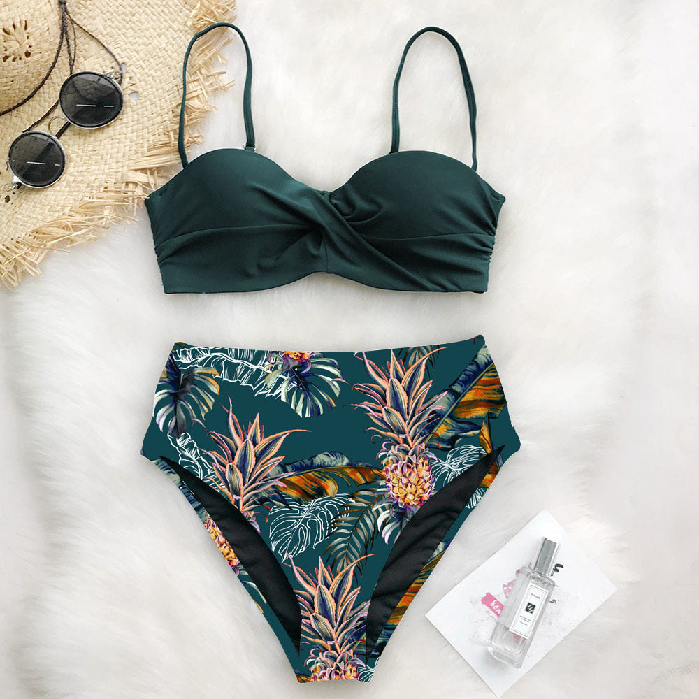Women’s Tropical Print Bikini Set – Padded Two Piece Swimwear