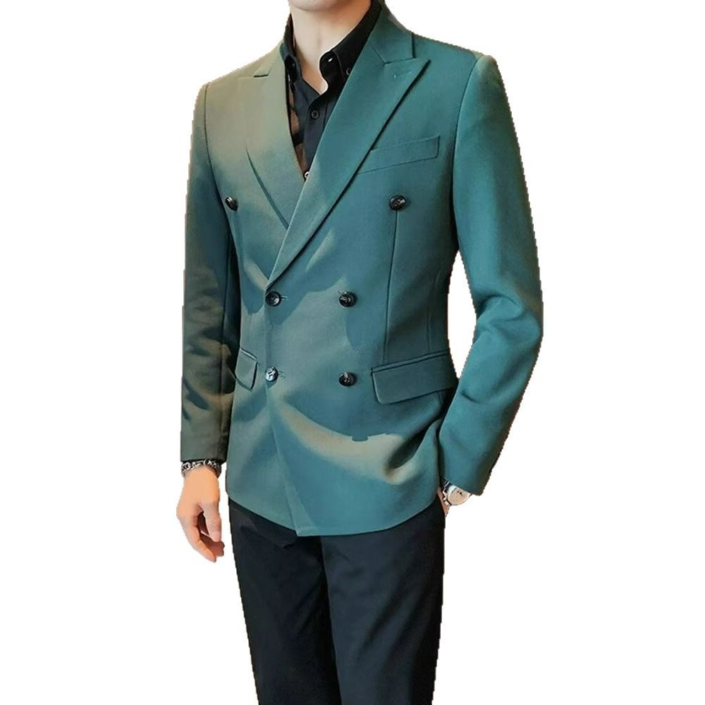 Men's Simple Solid Color Casual Double-breasted Jacket