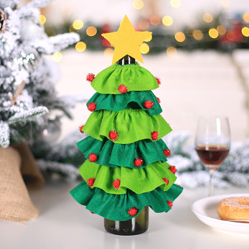 Christmas Wine Bottle Cover Decoration with Tree Ball for Home and Table Decor