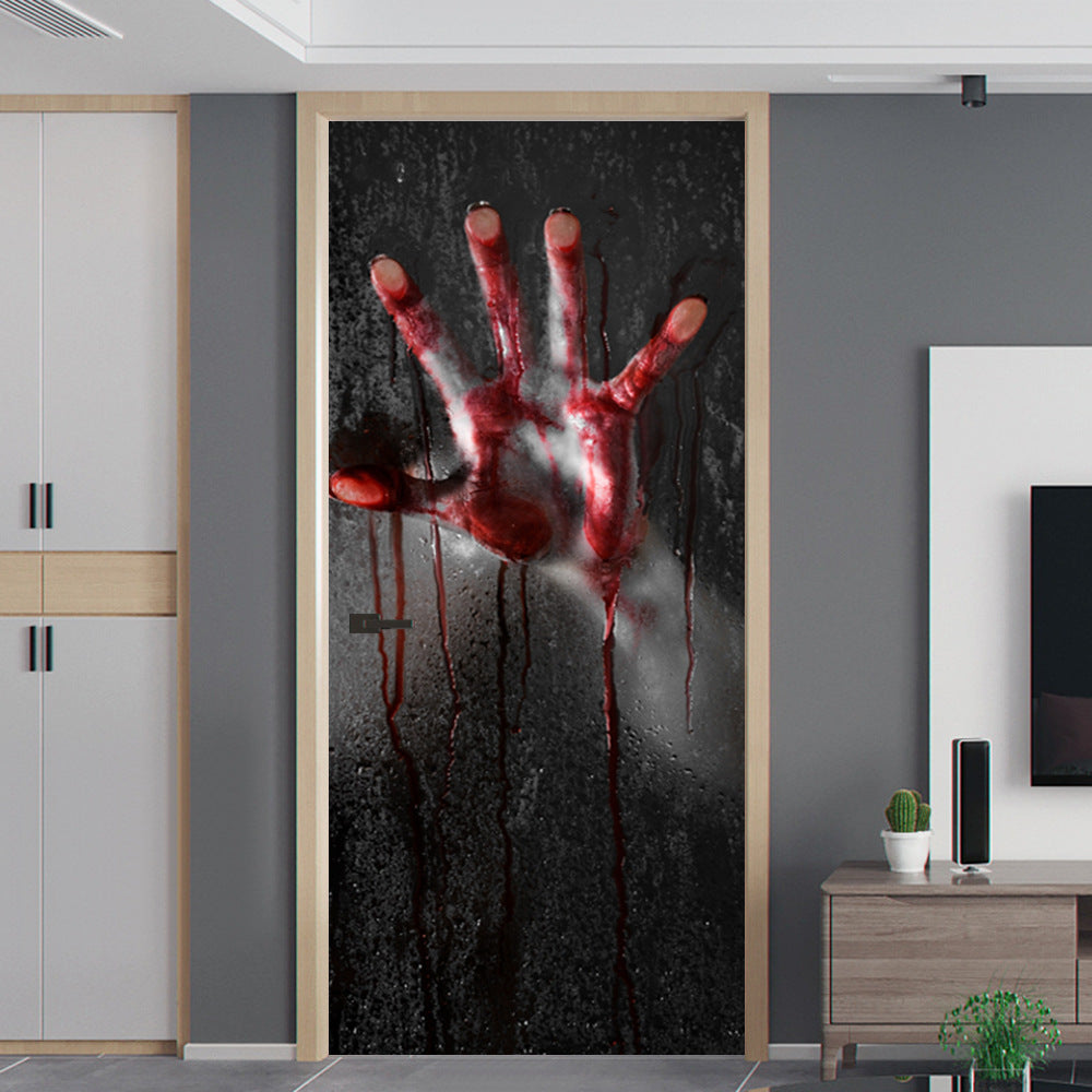Halloween Ghost Hand Door Stickers – Scary Removable Wall and Window Decorations