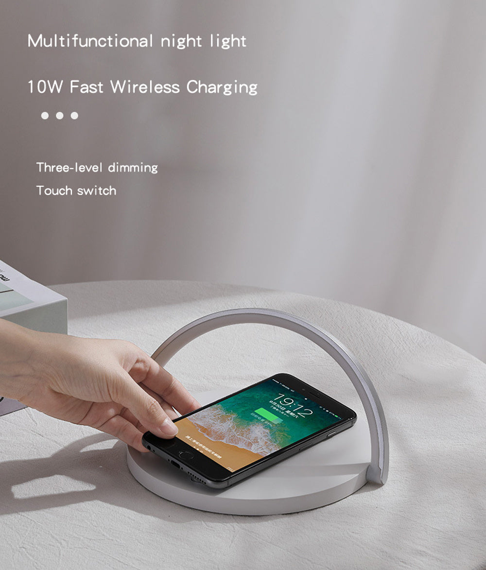 Fast Qi Wireless Charging Table Lamp – 15W Dimmable LED, Touch Control, USB-C