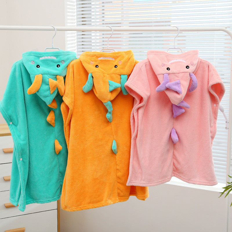 New Dinosaur Children Increase Absorbent Bathrobe With Hood Cloak